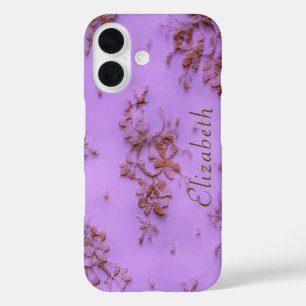 Coques iPhone 16 Dentelle d'or de fille violet Feminine et élégant
