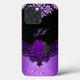 Coques Pour iPhone Dentelle florale Rose violette Noire