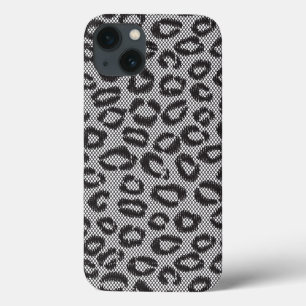 Coques Pour iPhone Dentelle nette noire avec le motif de léopard sur