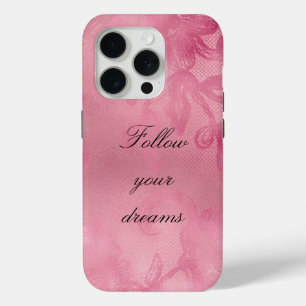 Coque iPhone 15 Pro Dentelle rose chic