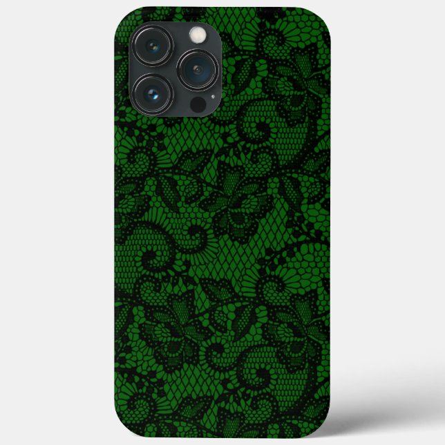 Coques Case-Mate iPhone Dentelle Vert Et Noir De Faux (Verso)