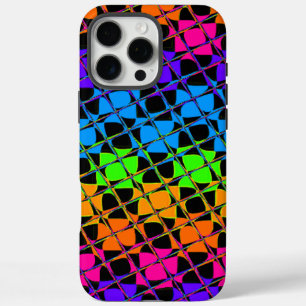 Coques iPhone 16 Pro Max Dernier Edgy Colorful À damiers Rainbow Motif