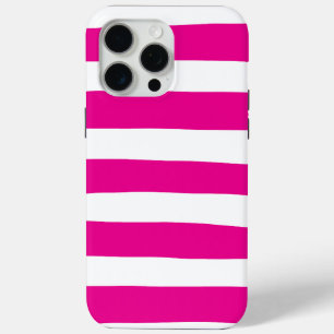 Coque iPhone 15 Pro Max Des bandes inégales en Magenta et Blanc
