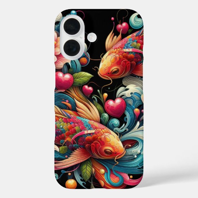 Coques Case-Mate iPhone Des poissons koi abstraits orientaux vibrants ondu (Verso)