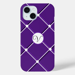 Coque Pour iPhone 15 Design à rayures violettes et blanches Fancy V Ini