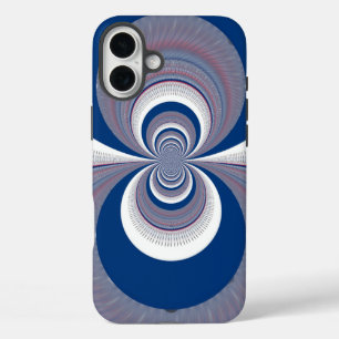 Coques iPhone 16 Plus Design d'art Kaleidoscope à demi-bleu