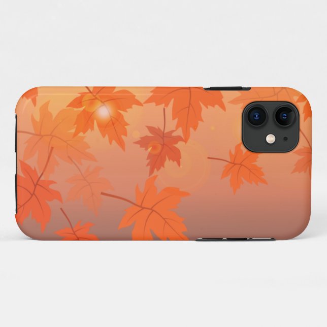 Coques Case-Mate iPhone Design d'automne avec feuilles d'érable et effet b (Dos (Horizontal))