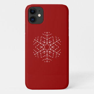 Coques Pour iPhone Design de flocon de neige en rouge foncé et blanc.