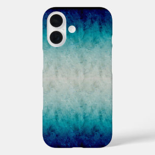 Coques iPhone 16 Design dégradé de marbre bleu reflété
