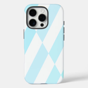 Coques iPhone 16 Pro Design en bande en bleu clair et blanc