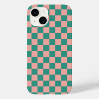 Coque Pour iPhone 14 Design en damier rose et vert coupé