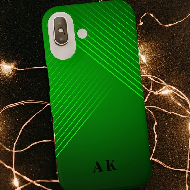 Coques Case-Mate iPhone Design et tendance moderne Monogramme vert initial (Créateur téléchargé)