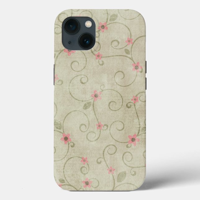 Coques Case-Mate iPhone Design Fleur Rose Vert (Verso)