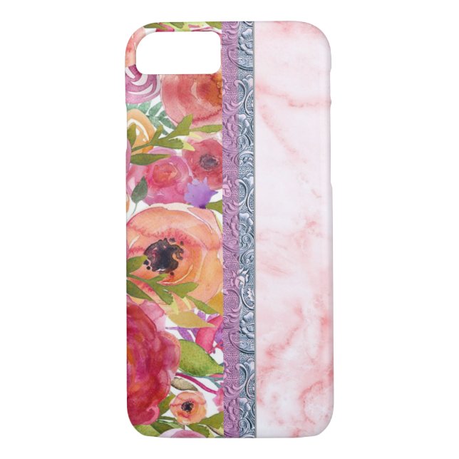 Coques Case-Mate iPhone Design floral rose (Dos)