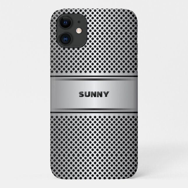 Coques Case-Mate iPhone Design géométrique gris-argent métallique (Dos)