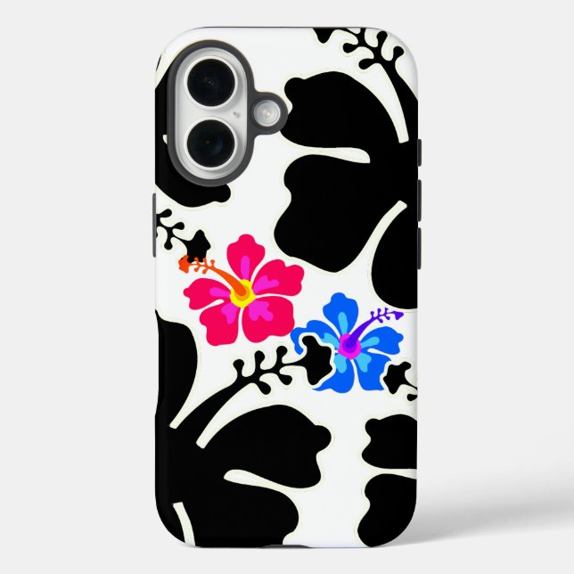 Coques Case-Mate iPhone Design Hibiscus noir blanc (Verso)