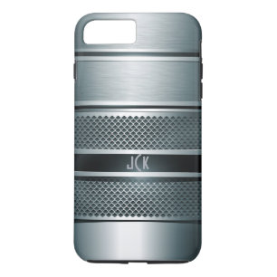 Coque Case-Mate Pour iPhone Design métallique gris bleu-Monogramme