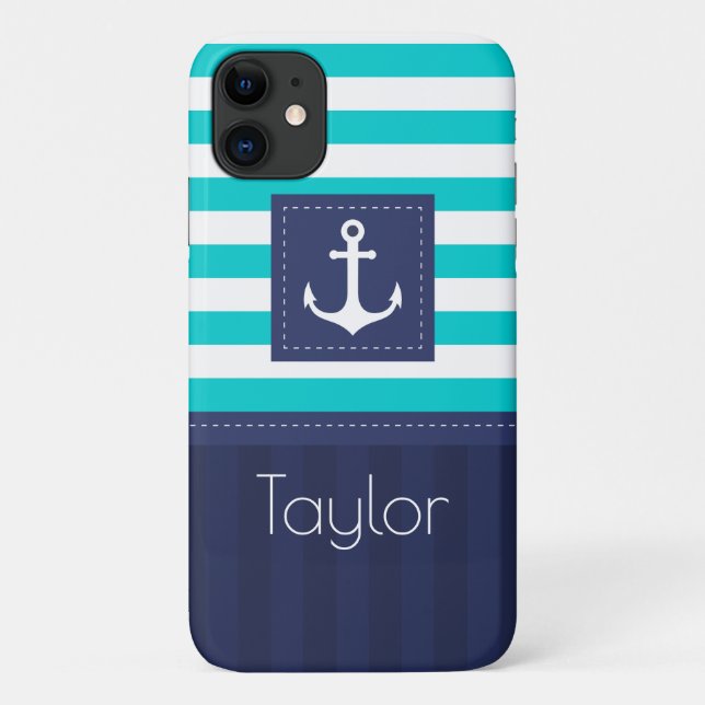 Coques Case-Mate iPhone Design moderne tendance rayé Nautique Personnalisé (Dos)