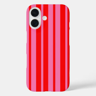 Coques iPhone 16 Design Motif rouge rose élégant rayures
