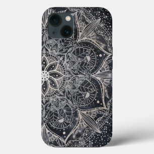 Case-Mate iPhone Case Design tendance Silver Floral Mandala Blue Marble