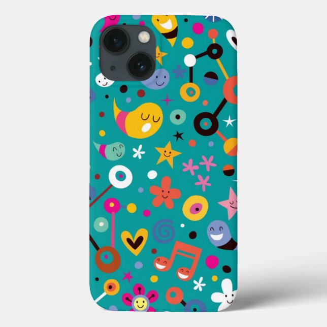Coques Case-Mate iPhone dessin animé amusant motif turquoise (Verso)