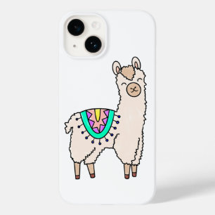 Coque Pour iPhone 14 dessin animé de llama alpaga souriant