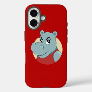 Coques iPhone 16 Dessin animé d'hippopotame mignon