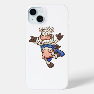 Coque iPhone 15 Mini dessin animé super vache sauter