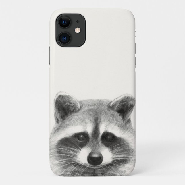 Coques Case-Mate iPhone Dessin au crayon de Raccoon (Dos)