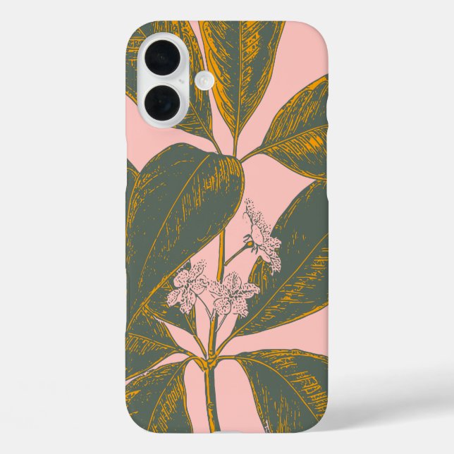 Coques Case-Mate iPhone Dessin botanique rose et vert Palm Frond (Verso)