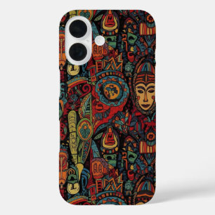 COQUES iPhone 16  DESSIN D'ART TRIBAL AFRICAIN
