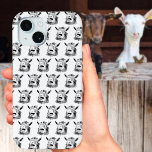 Coque Pour iPhone 15 Dessin de chèvre qui hurle drôle Art d'animal fant
