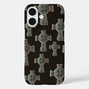 Coques iPhone 16 Dessin de croix de tête de cimetière gothique d'Ha