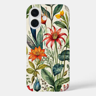Coques iPhone 16 Dessin de fleurs dans le style pastel