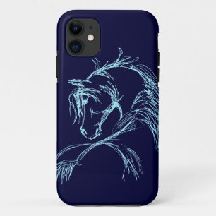 Coque iPhone 11 Dessin de la tête d'un cheval d'art