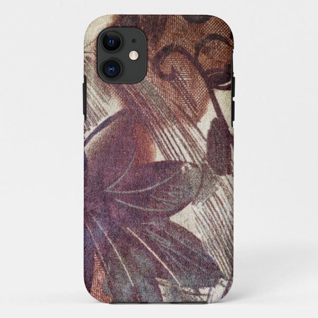 Coques Case-Mate iPhone Dessin floral abstrait marron 1 (Dos)