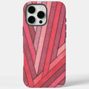Coques iPhone 16 Pro Max Dessin géométrique à rayures rouges peintes à la m