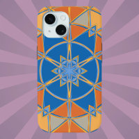 Dessin Mandala bleu orange et jaune