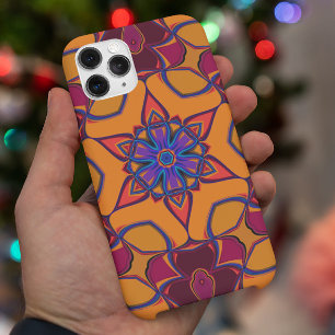 Case-Mate iPhone Case Dessin Mandala Fleur orange violet et bleu