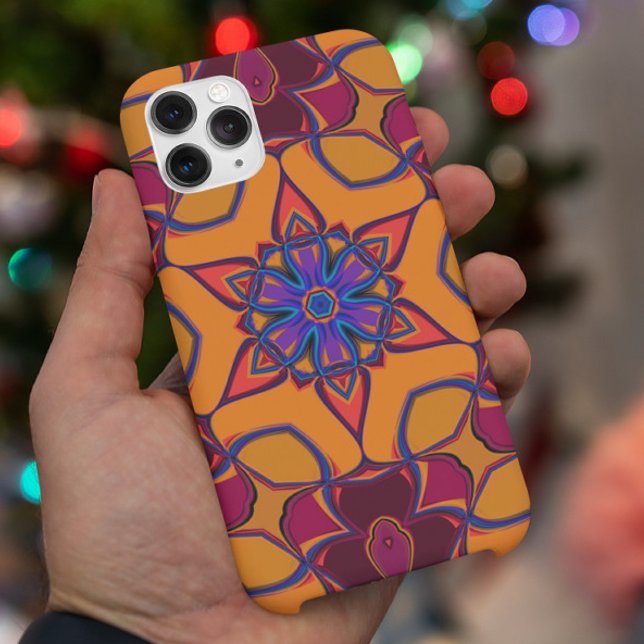 Coques Case-Mate iPhone Dessin Mandala Fleur orange violet et bleu (Créateur téléchargé)