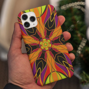 Case-Mate iPhone Case Dessin Mandala Fleur orange violet et rouge