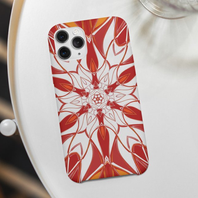 Coques Case-Mate iPhone Dessin Mandala Fleur rouge orange et blanc (Créateur téléchargé)