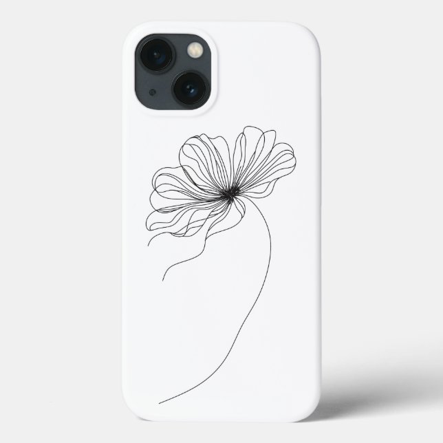 Coques Case-Mate iPhone Dessin minimaliste en ligne de fleurs (Verso)