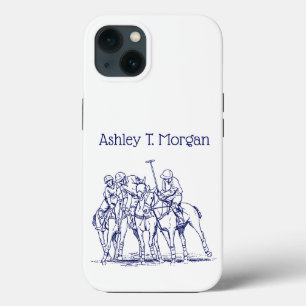 Case-Mate iPhone Case Dessin stylisé vintage d'un match de polo #1 Bleu