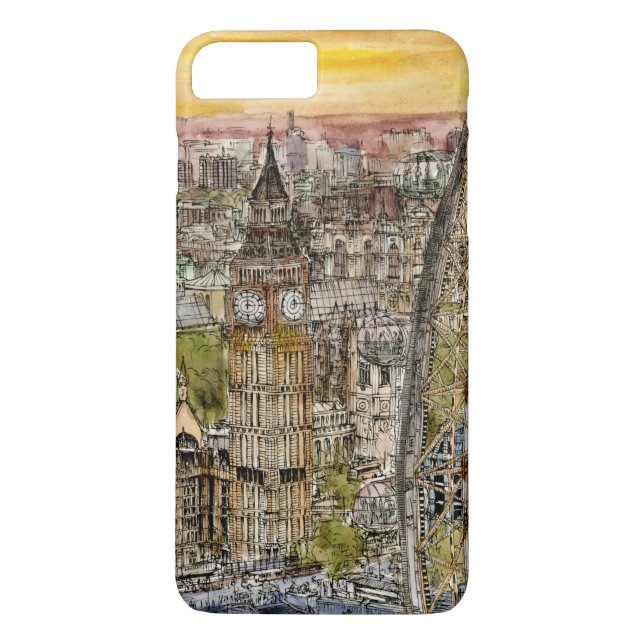 Coques Case-Mate iPhone Destinations | Aquarelle Big Ben & London Eye (Dos)