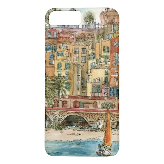 Coques Case-Mate iPhone Destinations | Watercolor Beach & Bâtiments (Dos)