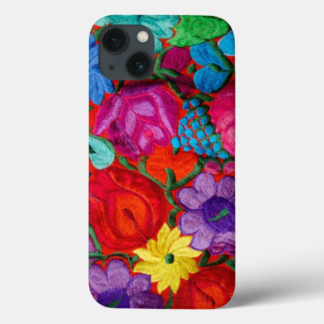 Coques Case-Mate iPhone Détail de la broderie traditionnelle textile flora (Verso)