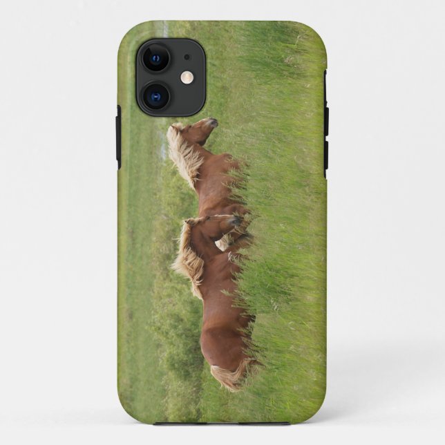 Coques Case-Mate iPhone Deux chevaux Palomino Cantering en photo de terrai (Dos)