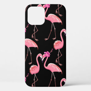 Case-Mate iPhone Case Deux flamants roses sur un arrière - plan noir. In