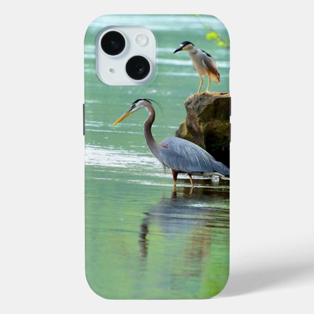 Coques Case-Mate iPhone Deux hérons au bord de la rivière (Verso)